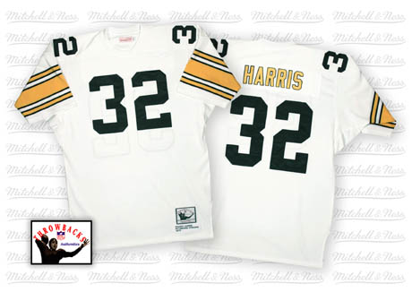 Men's Authentic Franco Harris Mitchell and Ness Jersey White Road - #32 Throwback NFL Pittsburgh Steelers